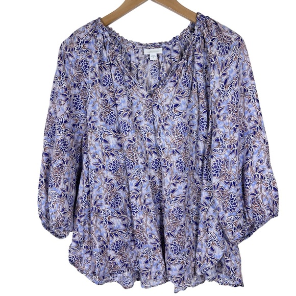 J. Jill Love Linen Floral Blouse XL Boho - Picture 8 of 8